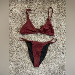 Free People Burgundy Bikini Set - Size M